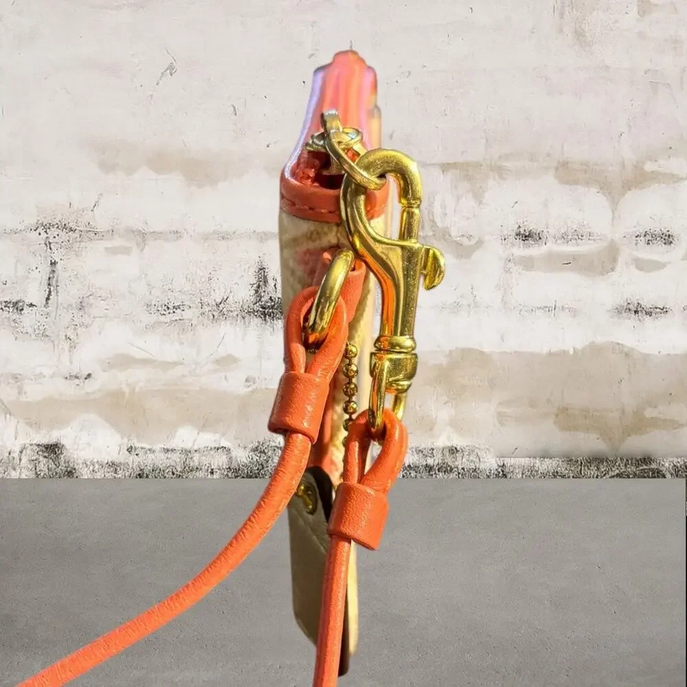 Coach Audrey Op Art Swirl Pink Khaki Canvas Wristlet Wallet or Beauty Item - Picture 3 of 7